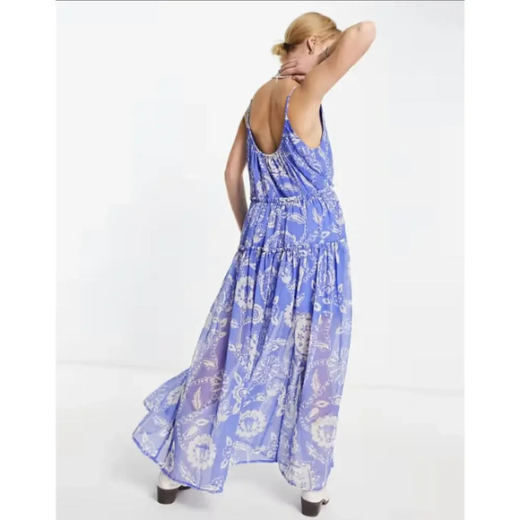 NWT Free People Maxi Dress Periwinkle floral print size S - Picture 3 of 16